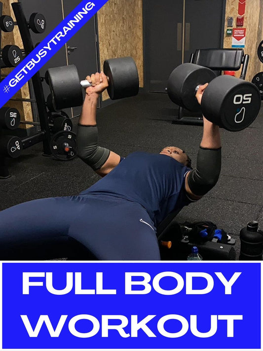 Full body program by Get Busy Training in which trainer is lifting the dumbells